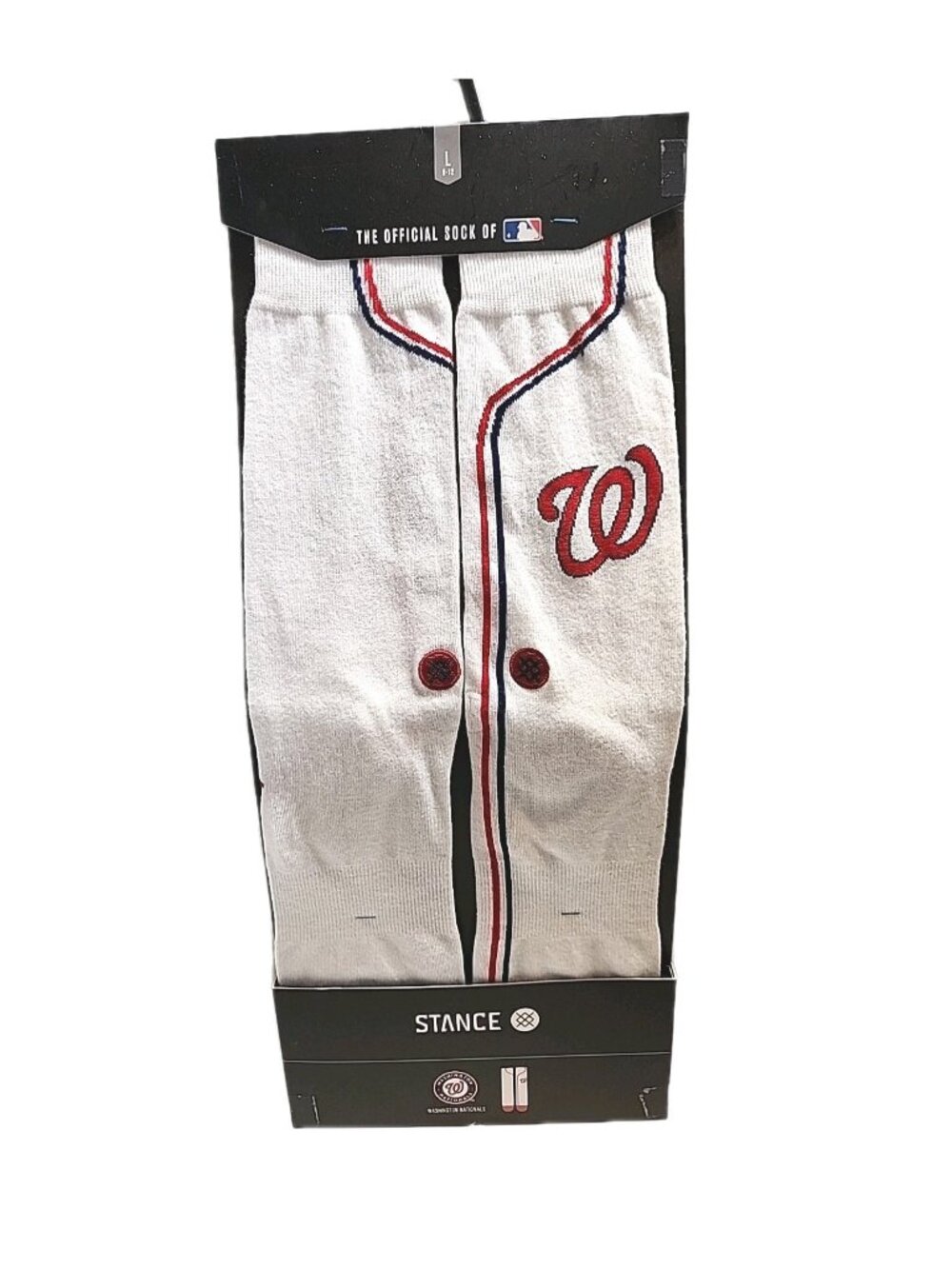 STANCE MLB Home Jersey Crew Socks Washington Nationals Large White Red Baseball